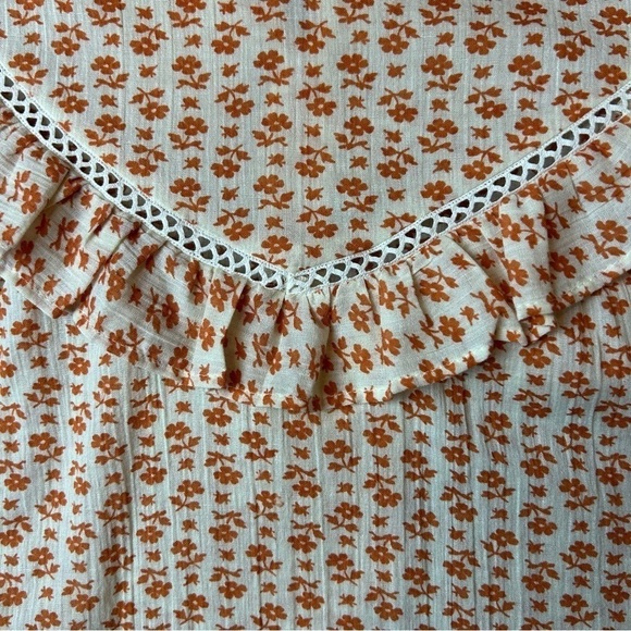 Madewell Ruffle Yoke Prairie Top in Cutout Blooms Long Sleeve Blouse, size L - Picture 10 of 13